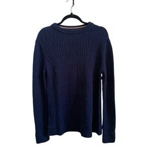 EXPRESS Navy Blue Cable Knit Crew Neck Sweater Men's Medium Cotton